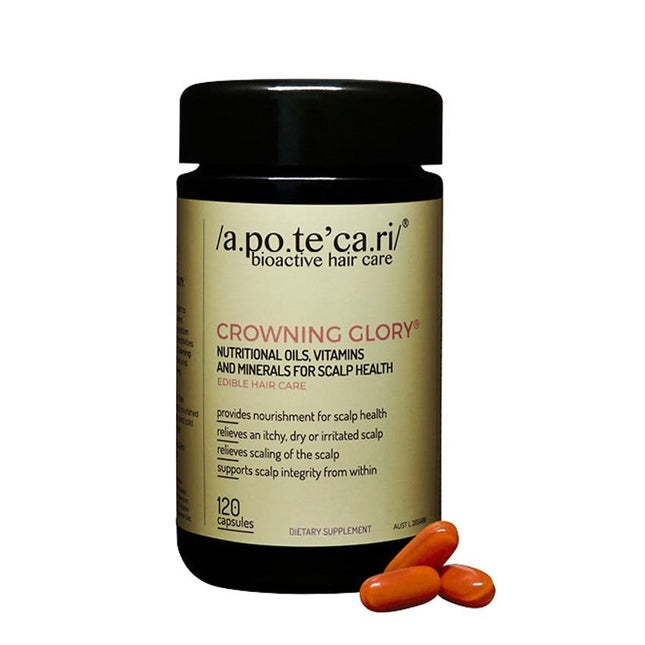 Apotecari Crowning Glory - Perfected scalp health & balanced hydration 120 Capsules - shop.rawhair