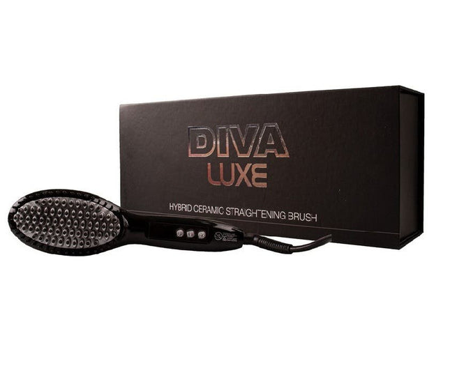 DIVA LUXE Hybrid Ceramic Hot Hair Straightening Brush - 110 - 230°C - shop.rawhair