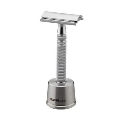 Feather AS - D2S Stainless Steel Safety Razor & Stand - Made in Japan - shop.rawhair
