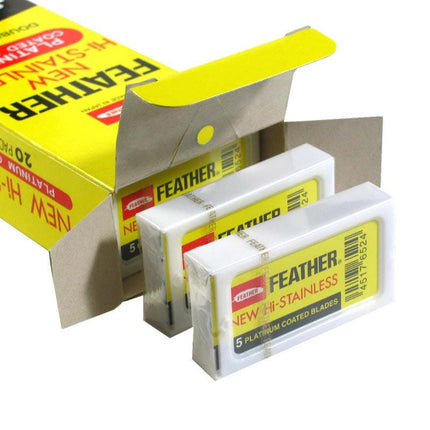 Feather New Hi - Stainless Platinum Coated Double Edge Razor Blades - 100pk - shop.rawhair