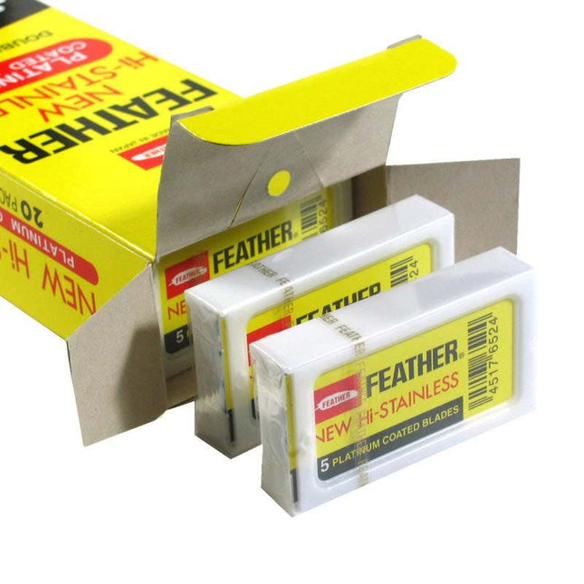 Feather New Hi - Stainless Platinum Coated Double Edge Razor Blades - 100pk - shop.rawhair