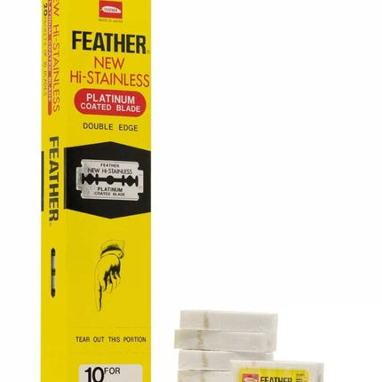 Feather New Hi - Stainless Platinum Coated Double Edge Razor Blades - 100pk - shop.rawhair