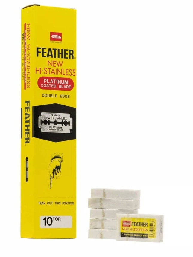 Feather New Hi - Stainless Platinum Coated Double Edge Razor Blades - 100pk - shop.rawhair