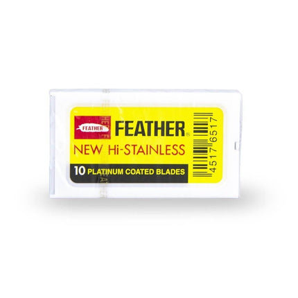 Feather New Hi - Stainless Platinum Coated Double Edge Razor Blades - 10pk - shop.rawhair