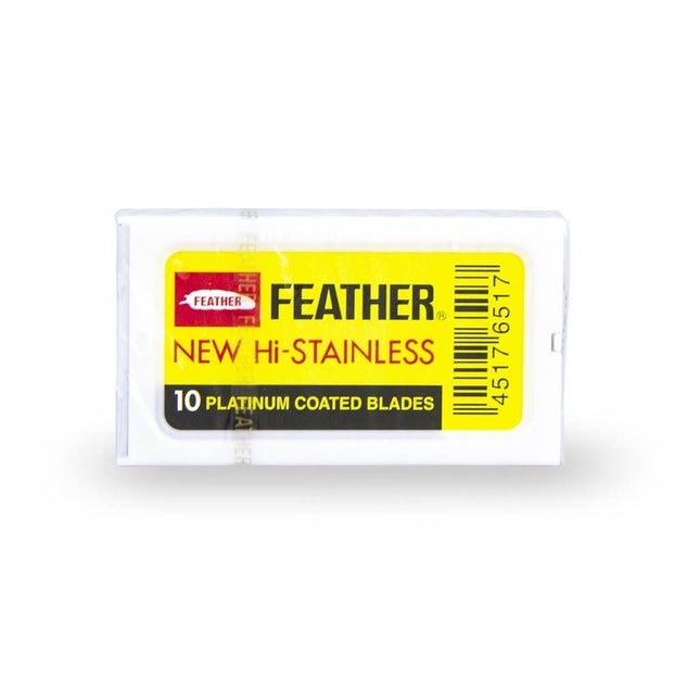 Feather New Hi - Stainless Platinum Coated Double Edge Razor Blades - 10pk - shop.rawhair