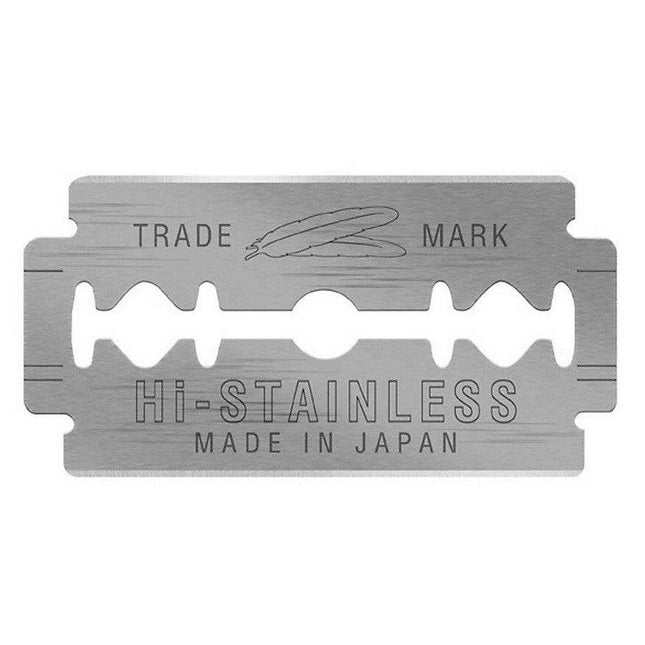 Feather New Hi - Stainless Platinum Coated Double Edge Razor Blades - 1Box(12 packs of 20) - shop.rawhair