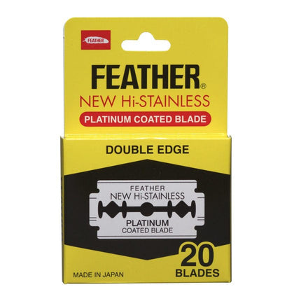 Feather New Hi - Stainless Platinum Coated Double Edge Razor Blades - 20pk - shop.rawhair