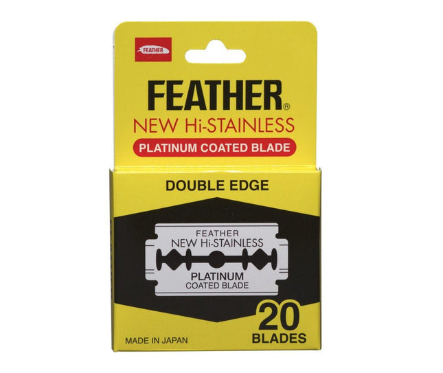 Feather New Hi - Stainless Platinum Coated Double Edge Razor Blades - 20pk - shop.rawhair