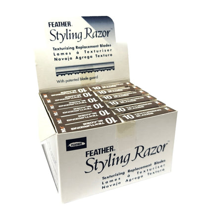 Feather Styling Razor Replacement 10 Texturizing Blades F1 - 20 - 106 - 1 Box(12 packs of 10) - shop.rawhair