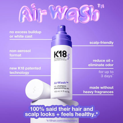 K18 AirWash Dry Shampoo 118ml - shop.rawhair
