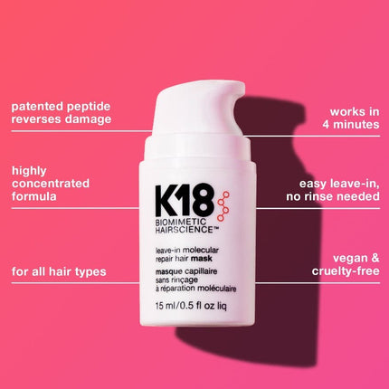K18 Leave - In Molecular Repair Mask - Small Size 15mL - shop.rawhair