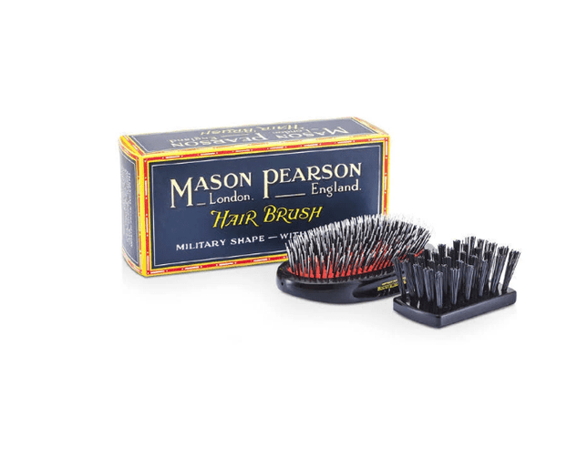 Mason Pearson - Bristle & Nylon Popular Large Size Military Hair Brush Dark Ruby - BN1M - shop.rawhair