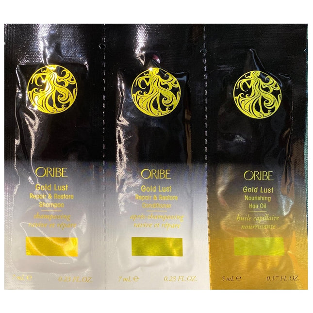 Oribe Gold Lust Repair & Restore Shampoo, Conditioner & Nourishing Hair Oil Samples - shop.rawhair