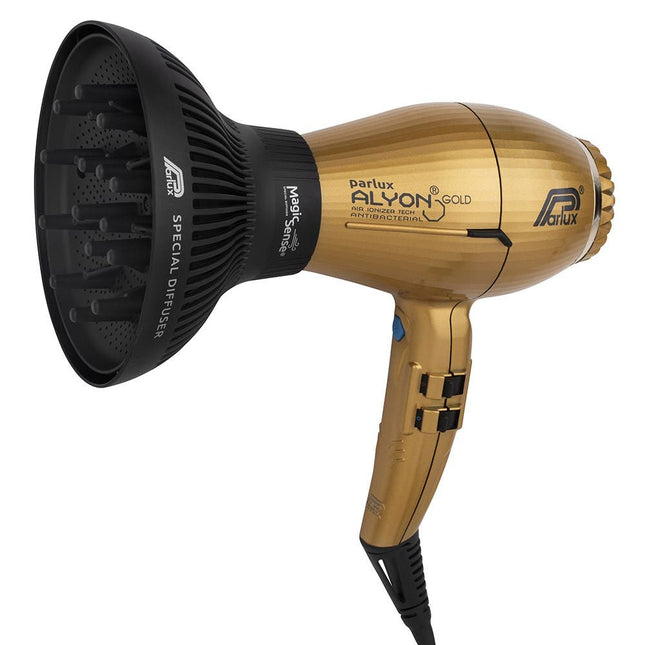 Parlux Alyon Air Ionizer Tech Hair Dryer - Gold comes with Diffuser Pack - shop.rawhair