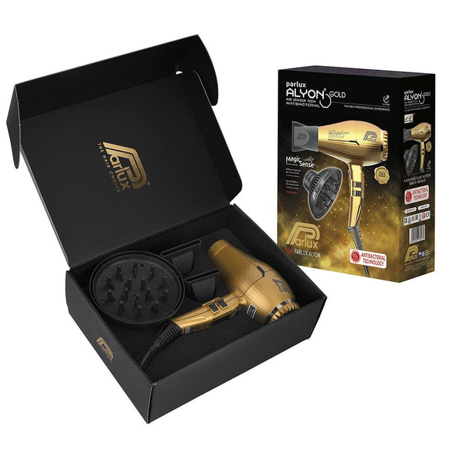 Parlux Alyon Air Ionizer Tech Hair Dryer - Gold comes with Diffuser Pack - shop.rawhair