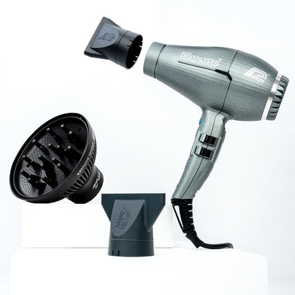 Parlux Ionic Tech DigitAlyon Hair Dryer - Glittery Grey with Diffuser Pack - shop.rawhair