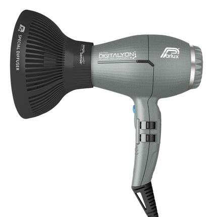 Parlux Ionic Tech DigitAlyon Hair Dryer - Glittery Grey with Diffuser Pack - shop.rawhair