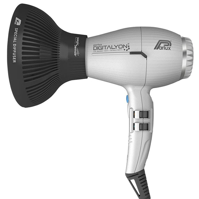 Parlux Ionic Tech DigitAlyon Hair Dryer - Silver with Diffuser Pack - shop.rawhair