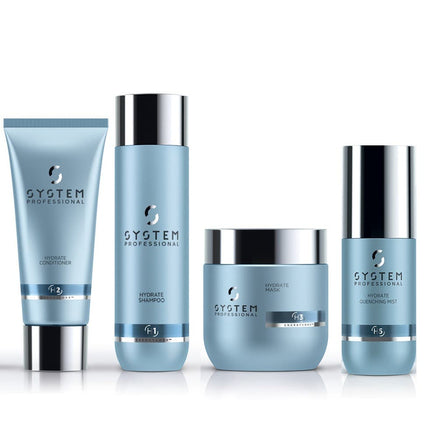 System Professional Hydrate Quad (Shampoo, Moisturiser, Mask & Quenching Mist) - shop.rawhair