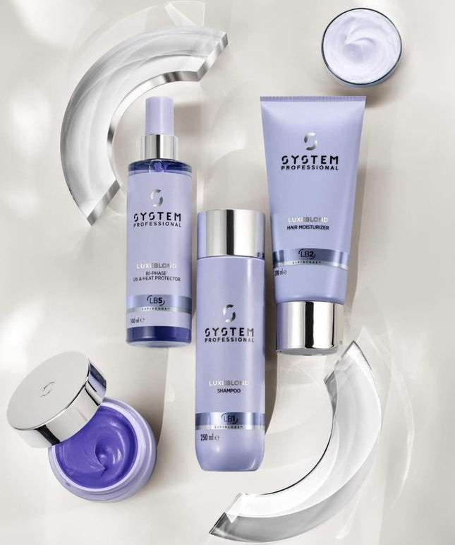 System Professional LuxeBlond Quad (Shampoo, Moisturiser, Mask & Bi - Phase UV,Heat Protector) - shop.rawhair