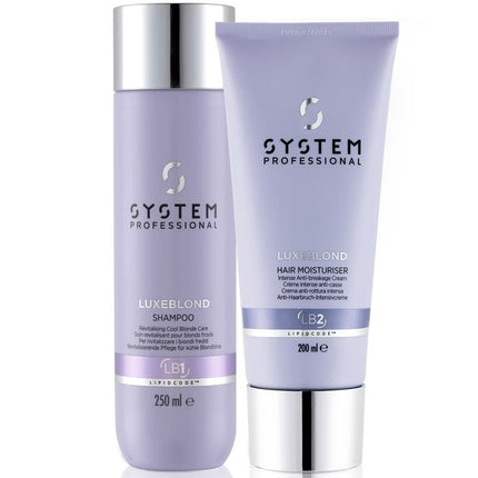 System Professional LuxeBlond Shampoo 250ml & Hair Moisturiser 200ml Duo - shop.rawhair