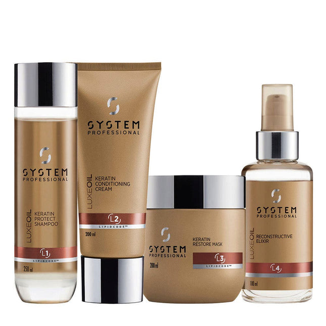 System Professional LuxeOil Quad Kit (Shampoo, Conditioner, Keratin Restore Mask & Reconstructive Elixir 100ml) - shop.rawhair
