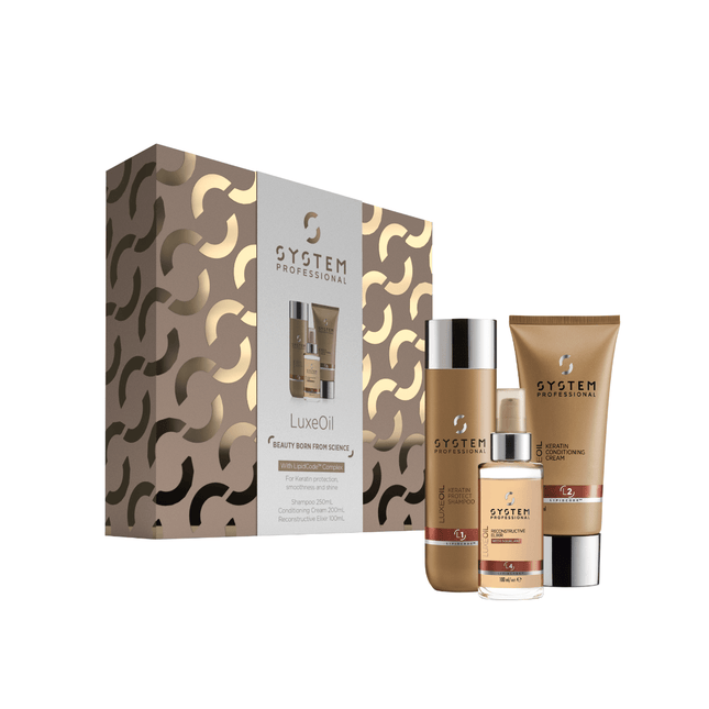 System Professional LuxeOil Trio Beauty Born From Science Gift Pack (Shampoo, Conditioner & Reconstructive Elixir 100ml) - shop.rawhair