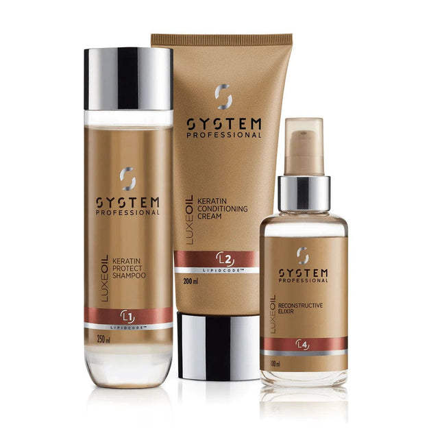 System Professional LuxeOil Trio Beauty Born From Science Gift Pack (Shampoo, Conditioner & Reconstructive Elixir 100ml) - shop.rawhair
