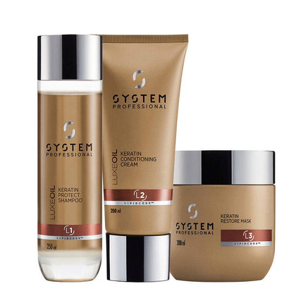 System Professional LuxeOil Trio Kit (Shampoo, Conditioner & Keratin Restore Mask) - shop.rawhair