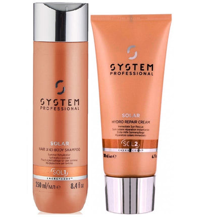 System Professional Solar Shampoo 250ml & Hydro - Repair Cream 200ml Duo - shop.rawhair