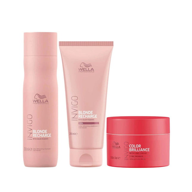 Wella Professionals Invigo Blonde Recharge Trio (Blonde Recharge Shampoo & Conditioner, Color Mask) - shop.rawhair