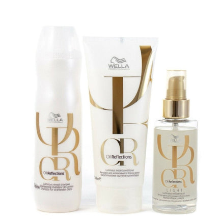 Wella Professionals Oil Reflections Trio Pack (Shampoo, Conditioner & Light Luminous Reflective Oil 100mL) - shop.rawhair